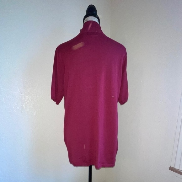 NWT-Jaclyn Smith burgundy short sleeve sweater - Picture 3 of 5